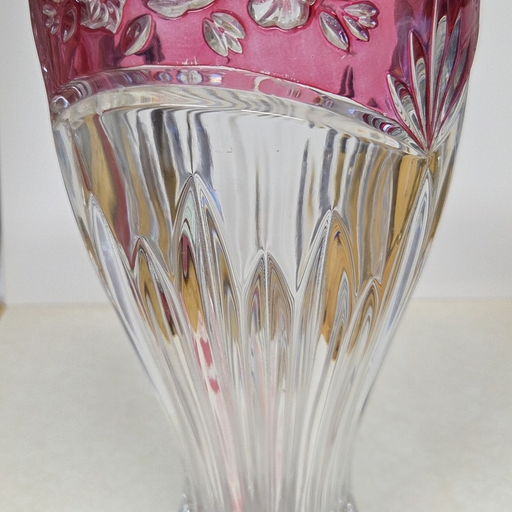 Oneida Pink and Clear Glass Vase